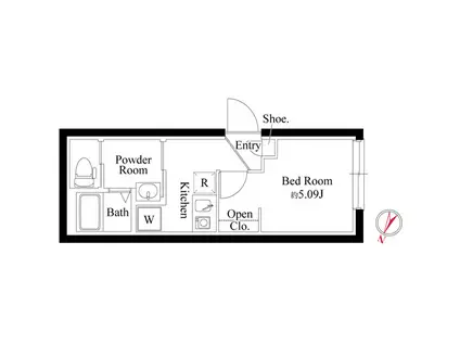 オプション坂下(1K/2階)の間取り写真