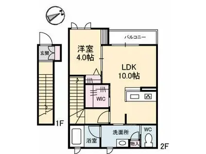 リラフォート(1LDK/2階)の間取り写真