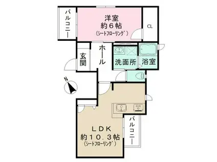 グランドール豪徳寺V(1LDK/2階)の間取り写真