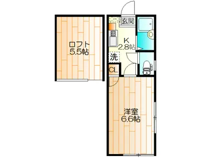 第10シバタハウス(1K/1階)の間取り写真