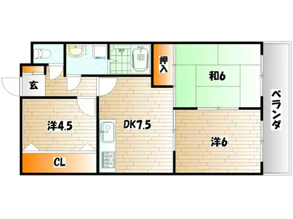 ホウシュウエイト小倉南(3DK/5階)の間取り写真