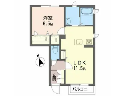 ウィステリア本町(1LDK/1階)の間取り写真