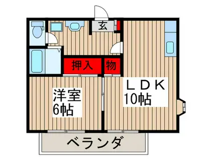 メゾン・ドゥ・フルール(1LDK/2階)の間取り写真