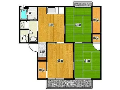 台新パレス(3DK/2階)の間取り写真