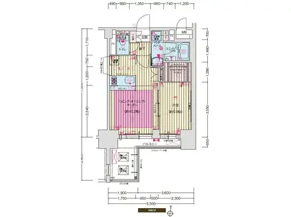 プレサンス丸の内城雅(1LDK/12階)の間取り写真