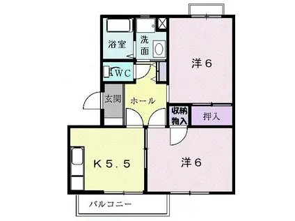 ファインハオスA(2K/2階)の間取り写真