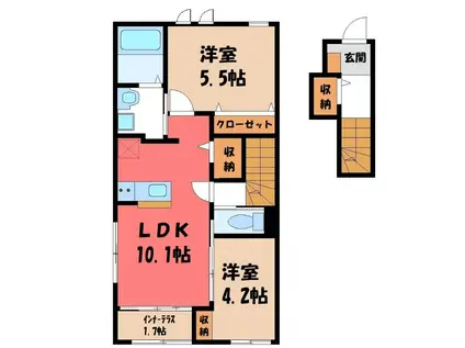 ピノ リブロ(2LDK/2階)の間取り写真