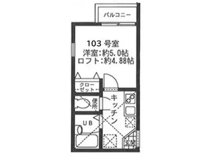 リーヴェルポート横浜三ツ沢II(1K/1階)の間取り写真