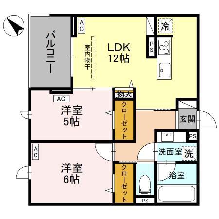 NOBLE VILLA浦和美園(2LDK/2階)の間取り写真