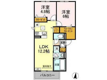 ノースエスペランサ平野(2LDK/1階)の間取り写真