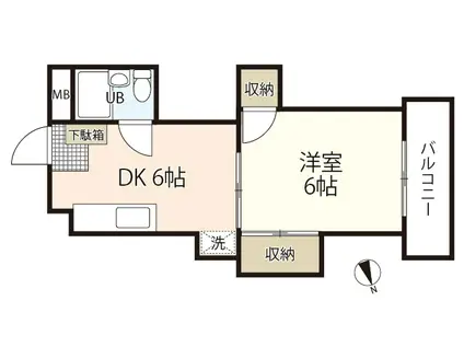 高本ビル(1DK/3階)の間取り写真