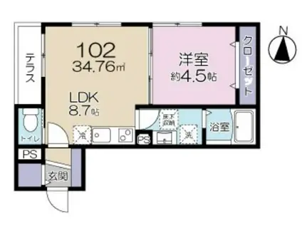 ラミージュ(1LDK/1階)の間取り写真