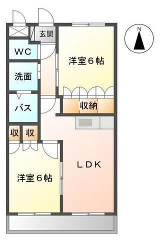 ウィルヴィラージュ(2LDK/1階)の間取り写真