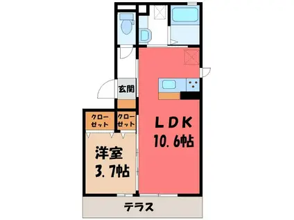 エクセルシオールII(1LDK/1階)の間取り写真