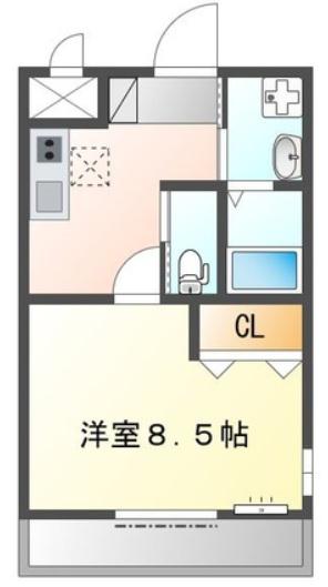 フルール宝殿(1K/2階)の間取り写真