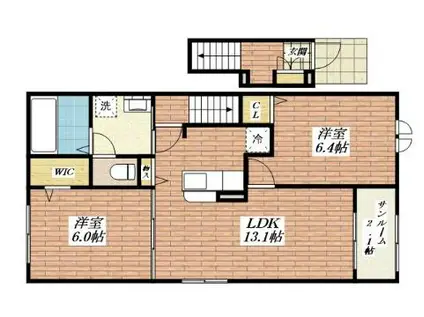 ツイテールI(2LDK/2階)の間取り写真