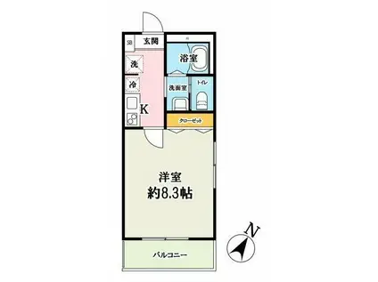 アトラス川越(1K/1階)の間取り写真