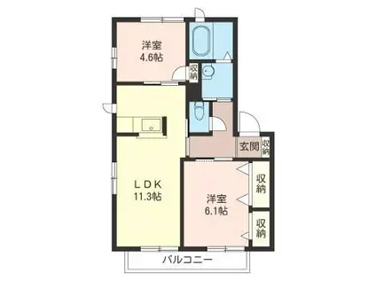 フランボワーズ請西東A(2LDK/2階)の間取り写真