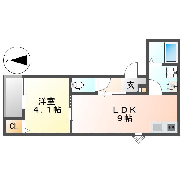 LECOCON中川II(1LDK/1階)の間取り写真