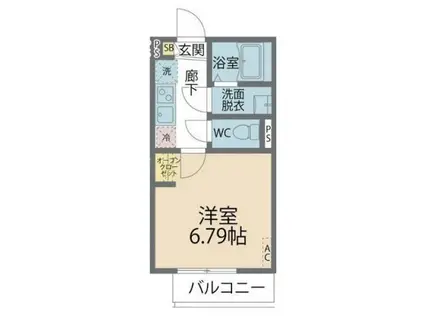 カインドネス本厚木ガーデンI(1K/1階)の間取り写真