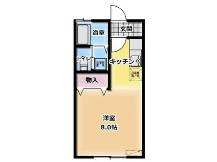 サンピラーB(ワンルーム/2階)の間取り写真