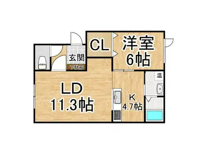 サンポエム(1LDK/2階)の間取り写真