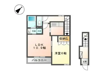 ルヴニール祇園N&SII(1LDK/2階)の間取り写真