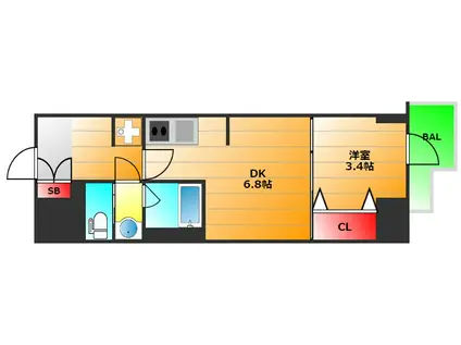 DIMORA靭公園(1DK/8階)の間取り写真