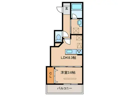 ボヌールA(1LDK/1階)の間取り写真