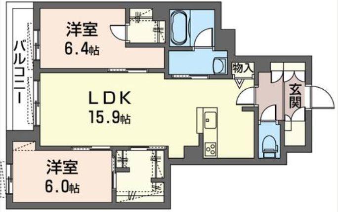 SAINT GRACE(2LDK/2階)の間取り写真