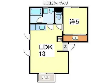メディメゾンM(1LDK/2階)の間取り写真