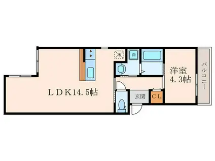 コティ武庫川(1LDK/2階)の間取り写真