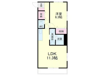 FELICE GATTO WADA(1LDK/1階)の間取り写真