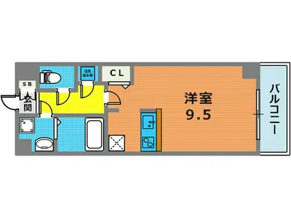 サンシャインレジデンス(ワンルーム/2階)の間取り写真