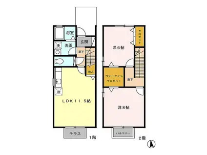 ベルスクエア(2LDK/1階)の間取り写真