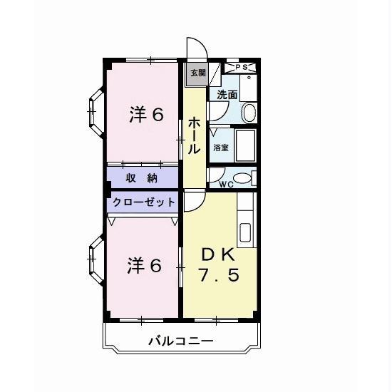 グランメールA(2DK/3階)の間取り写真