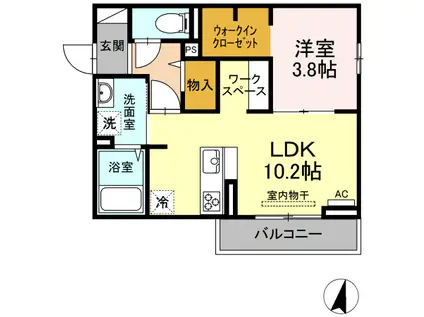 D-RESIDENCE E(1LDK/3階)の間取り写真