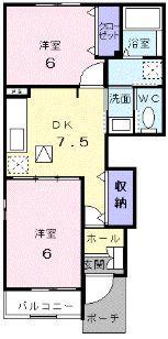 トラスト コート(2DK/1階)の間取り写真