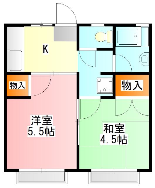 グリーンハイツ多摩平(2K/2階)の間取り写真