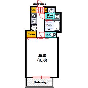 S-RESIDENCE谷町五丁目(1K/14階)の間取り写真