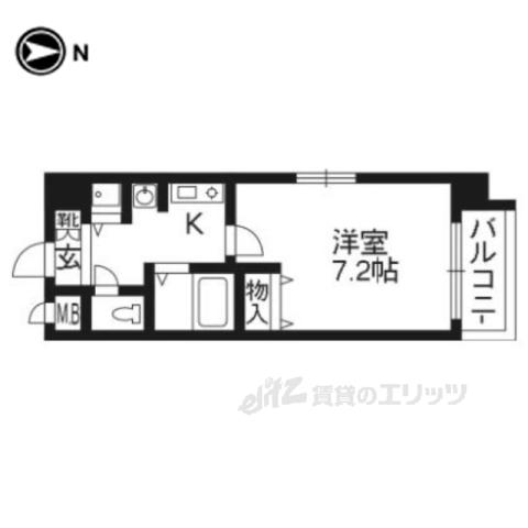 プレサンス京都三条大橋東山苑(1K/4階)の間取り写真