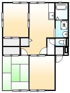 サンビレッジ西深津B(3DK/2階)の間取り写真