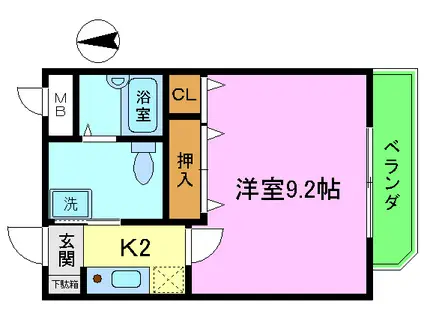 プロムナードつるはせ(1K/3階)の間取り写真