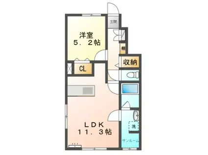 クロニクル(1LDK/1階)の間取り写真