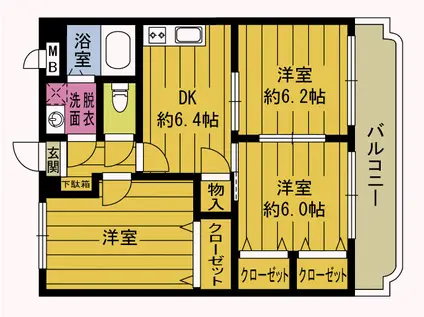 エテルノルーチェII(3DK/2階)の間取り写真