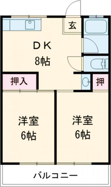 タウンハウス(2DK/4階)の間取り写真