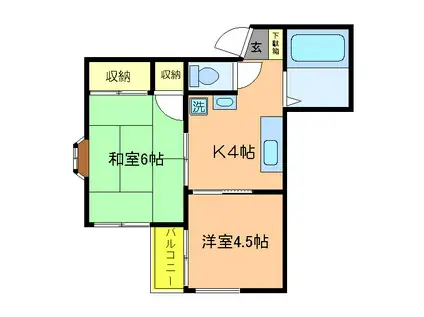 望星ビル(2DK/3階)の間取り写真