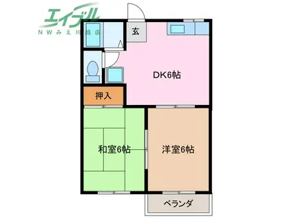 コーポ別名(2DK/2階)の間取り写真