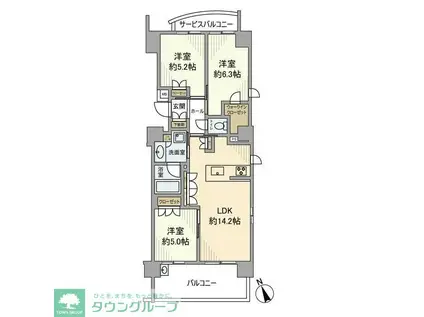 エコヴィレッジ杉並松庵(3LDK/2階)の間取り写真
