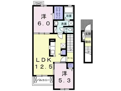 コリーヌ.アンジュII(2LDK/2階)の間取り写真